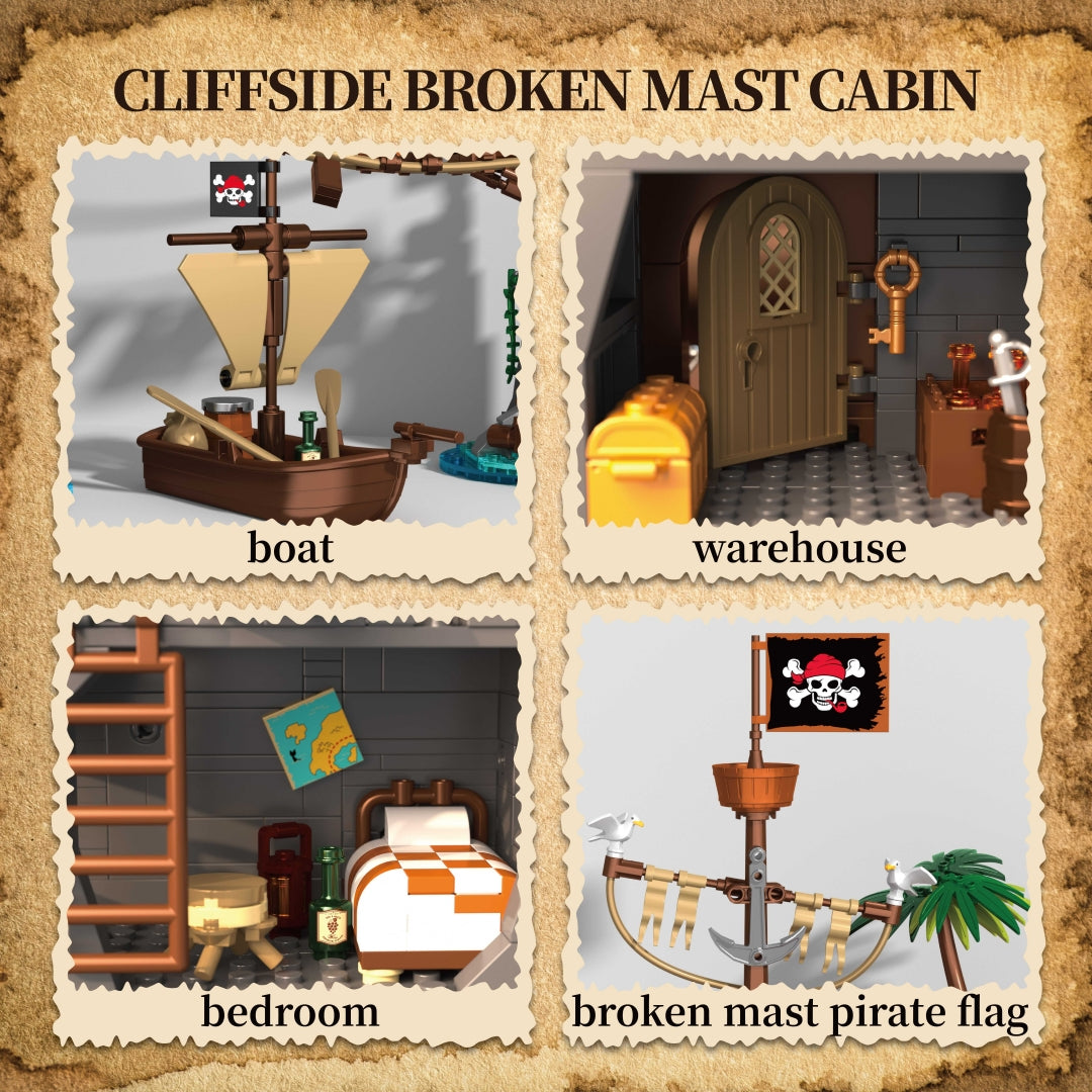 Cliffside Broken Mast Cabin Building Blocks Set