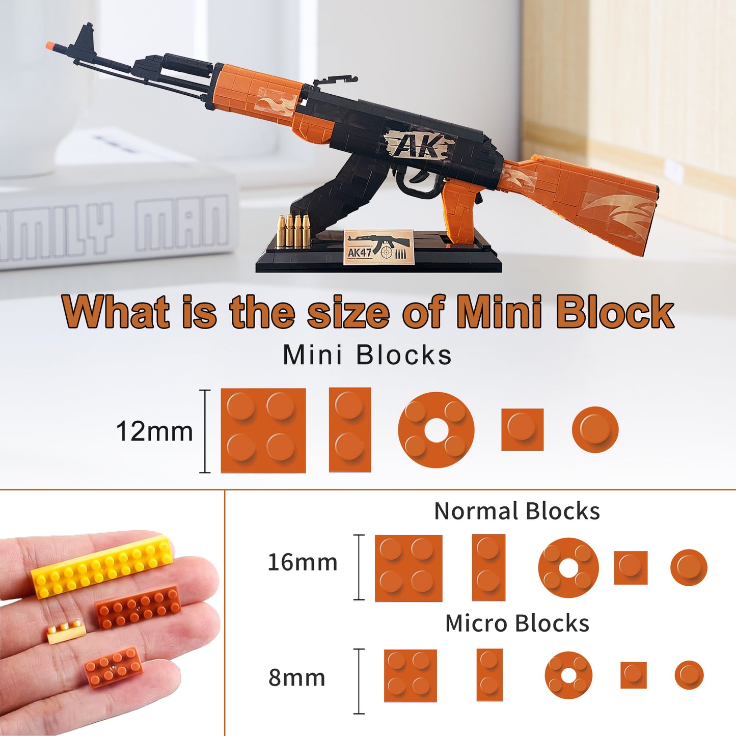 1:1 AK47 Model Gun Building Blocks Set