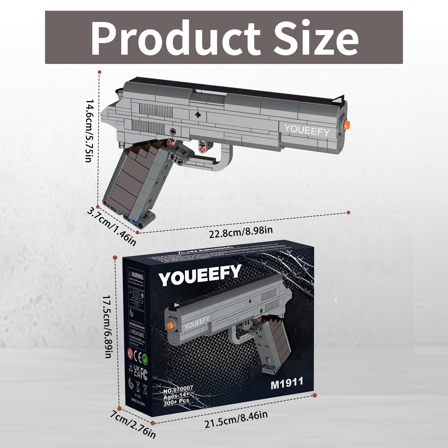 1:1 M1911 Model Pistol Building Blocks Set