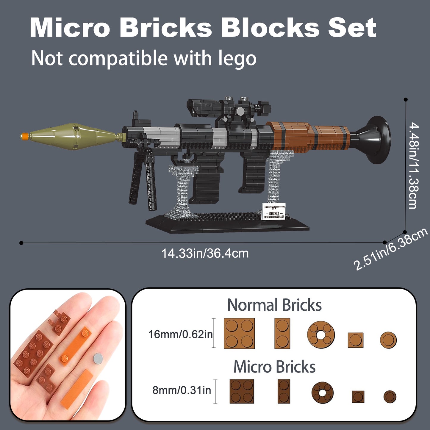 1:3 Rocket Launcher Model Gun Building Blocks Set