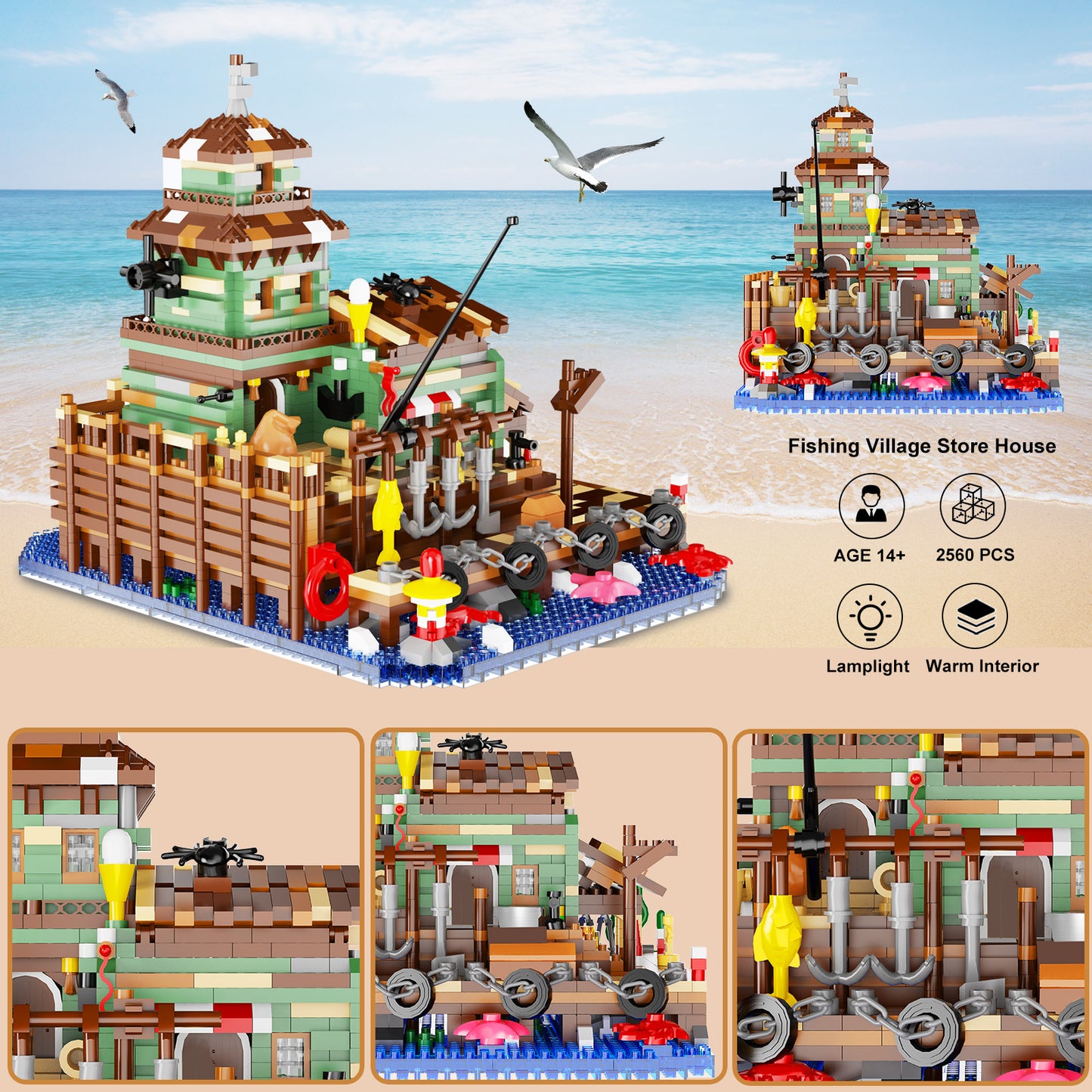 Fishing Village Store House Building Blocks Set
