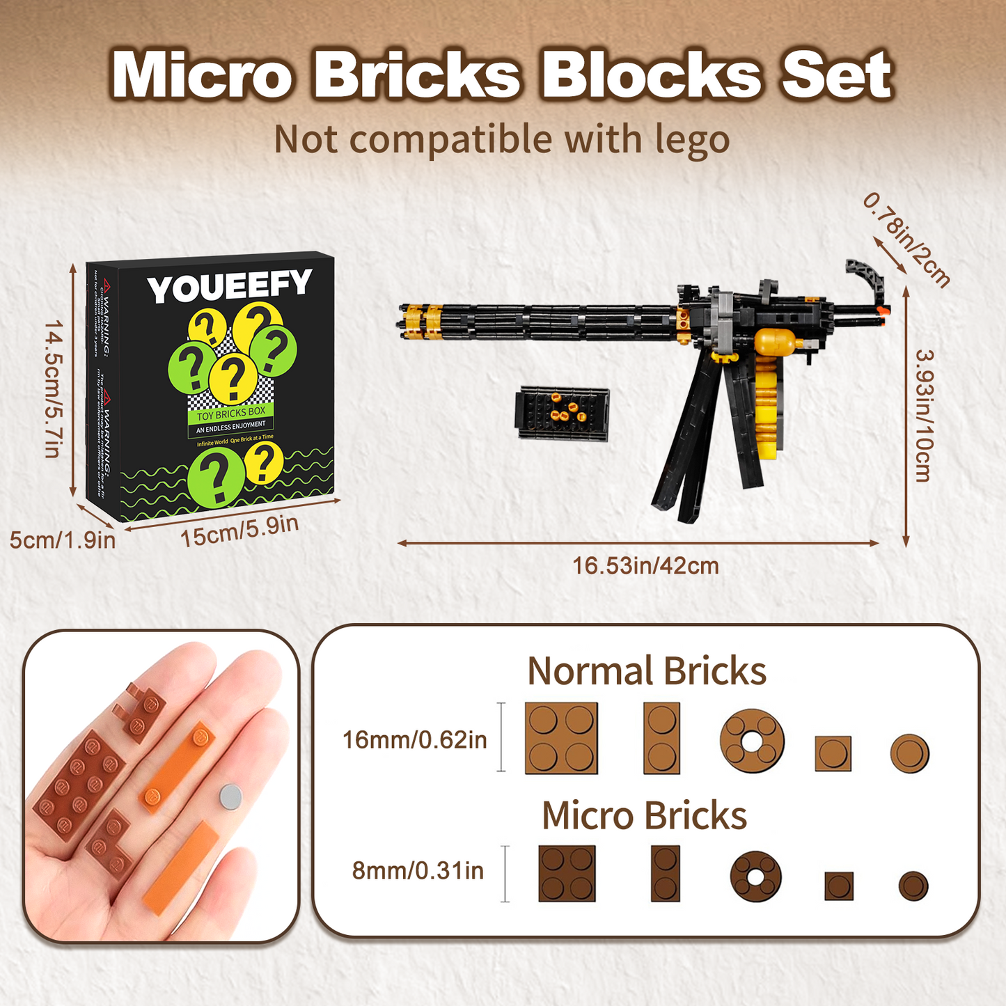 1:3 Gatling Model Gun Building Blocks Set