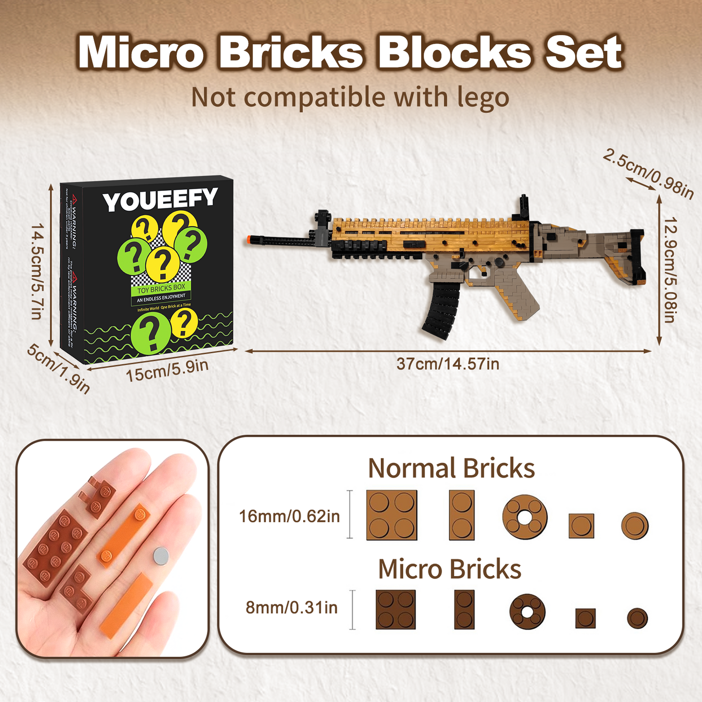 1:3 Scar Model Gun Building Blocks Set