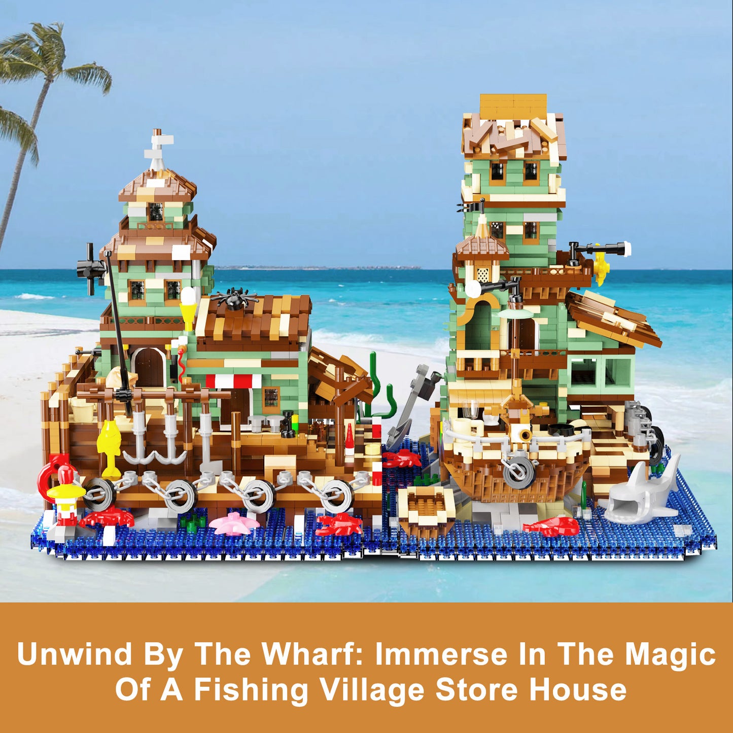 Fishing Village Store House Building Blocks Set