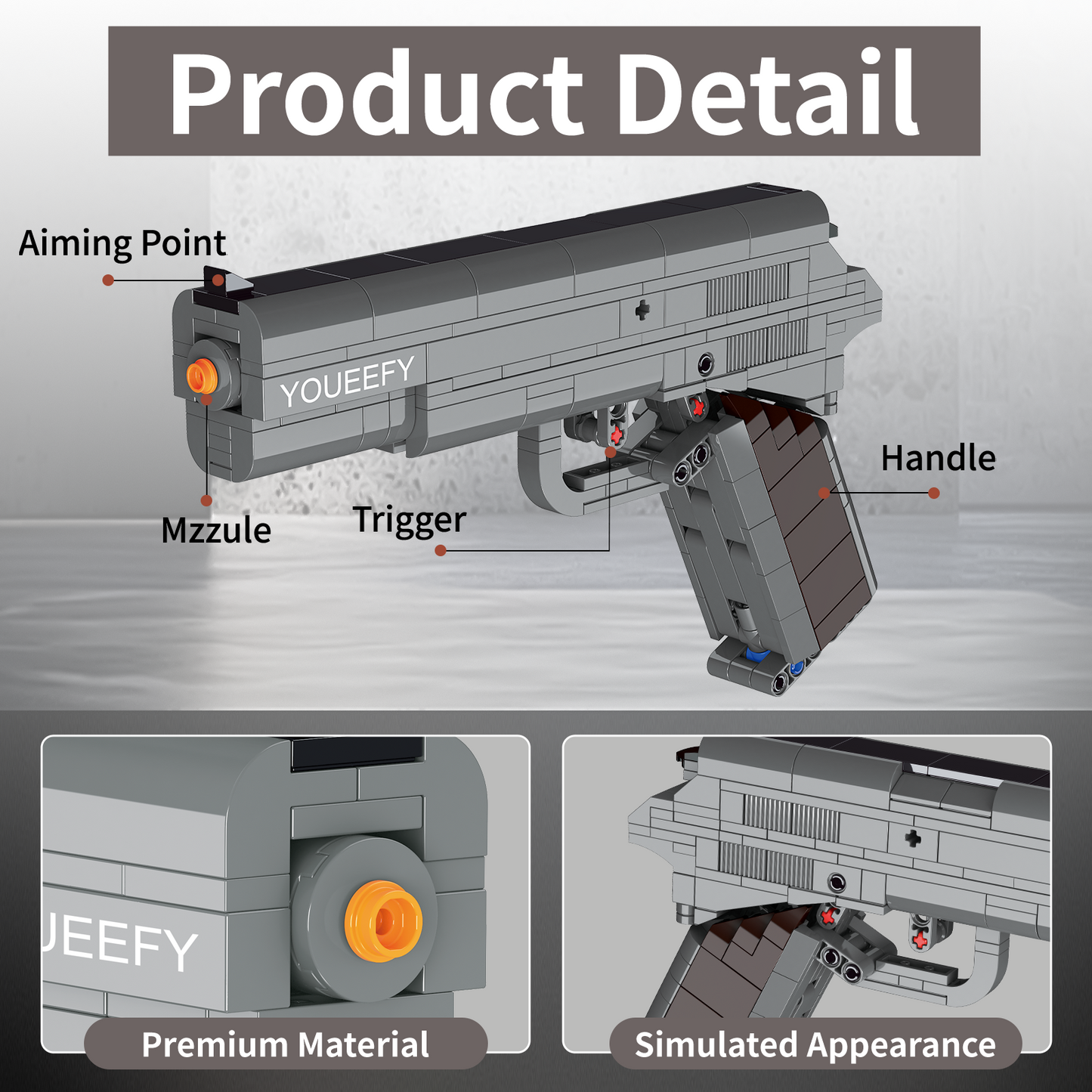1:1 M1911 Model Pistol Building Blocks Set