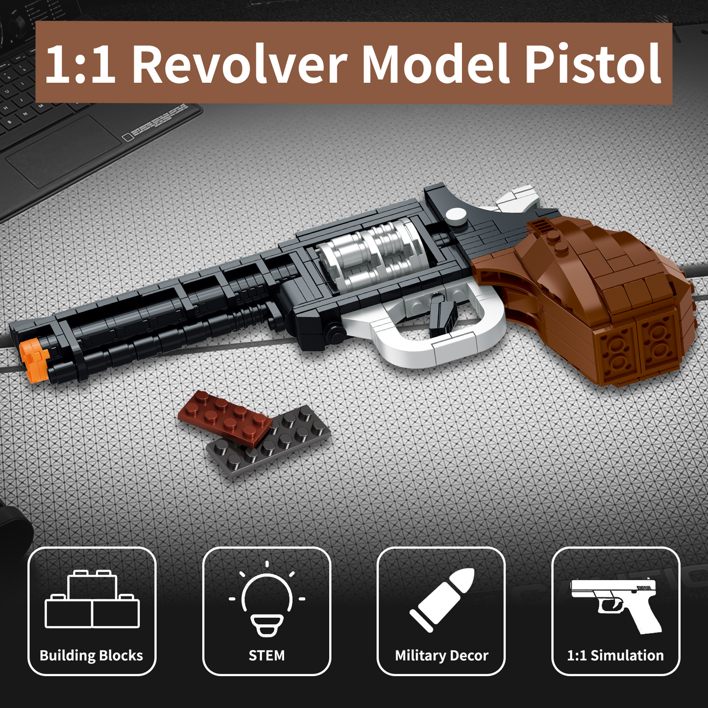 1:1 Revolver Model Pistol Building Blocks Set