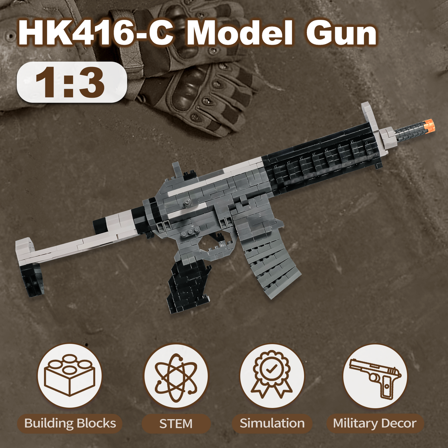 1:3 HK416-C Model Gun Building Blocks Set
