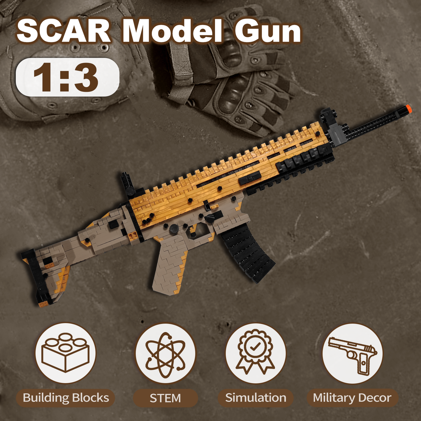 1:3 Scar Model Gun Building Blocks Set