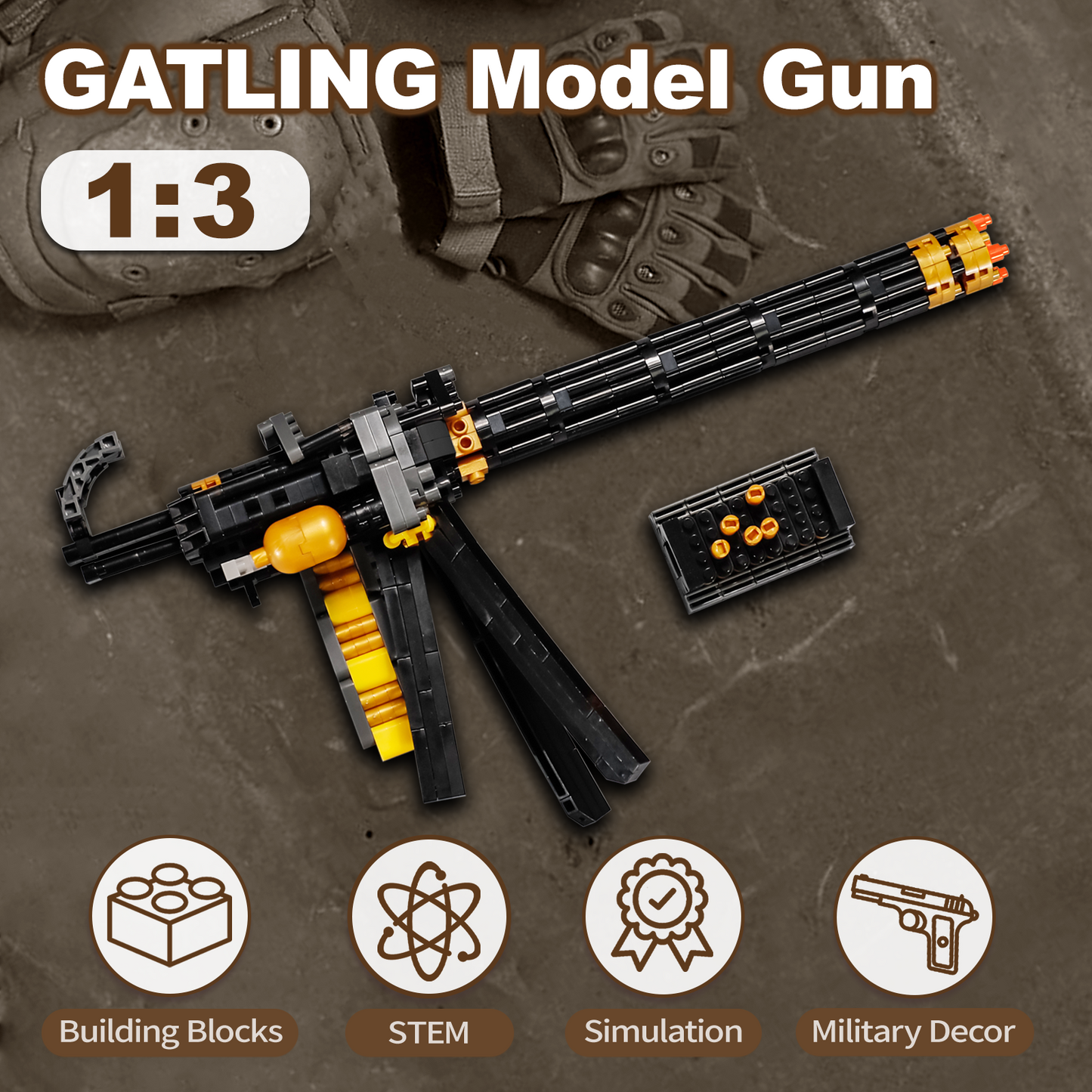 1:3 Gatling Model Gun Building Blocks Set
