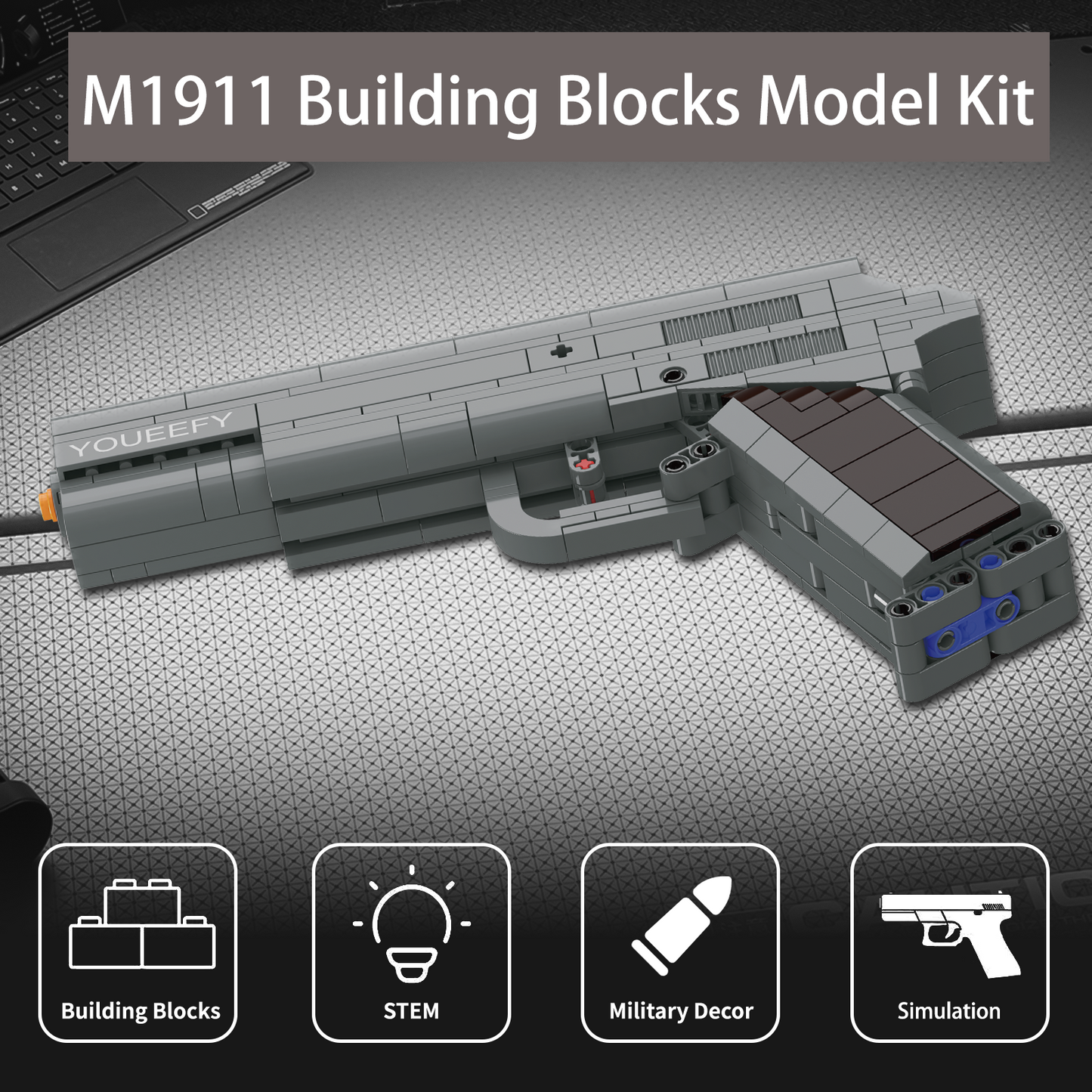 1:1 M1911 Model Pistol Building Blocks Set
