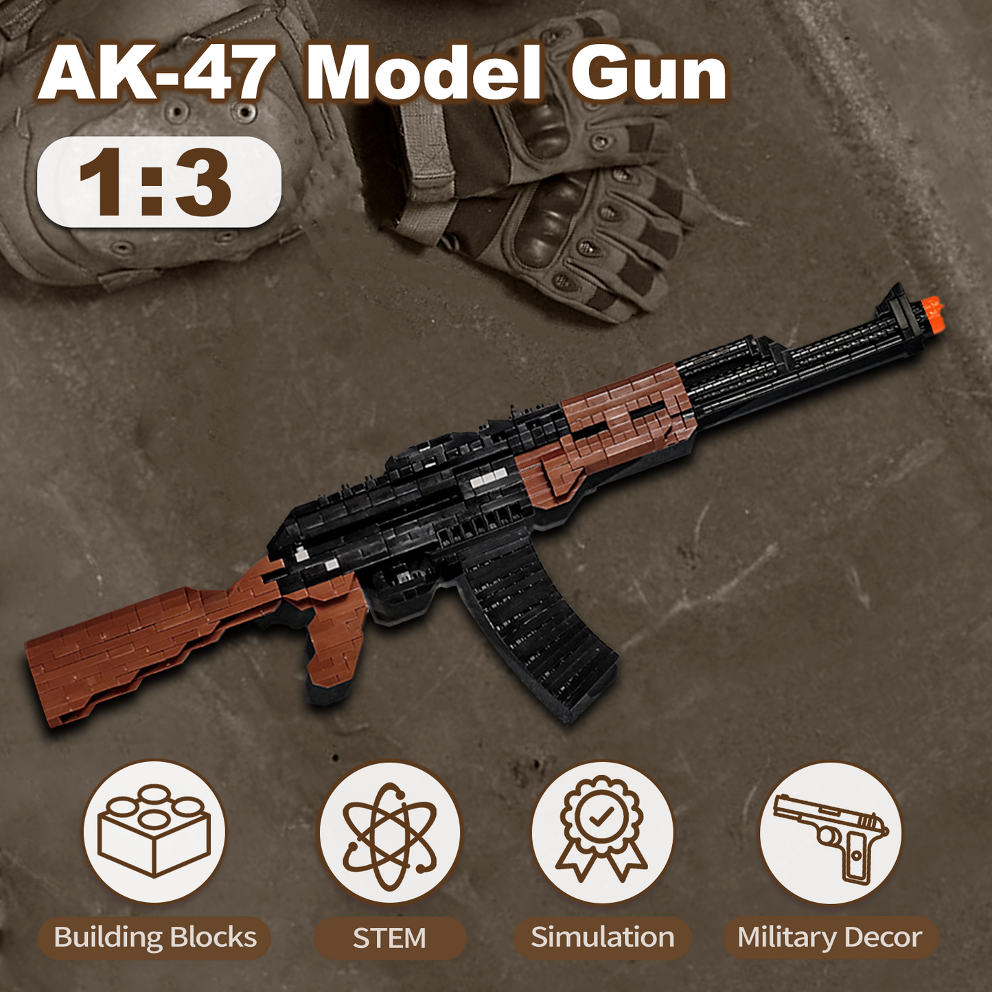 1:3 AK-47 Model Gun Building Blocks Set