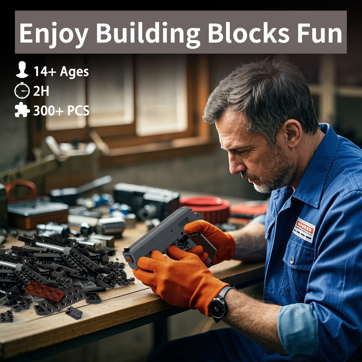 1:1 M1911 Model Pistol Building Blocks Set