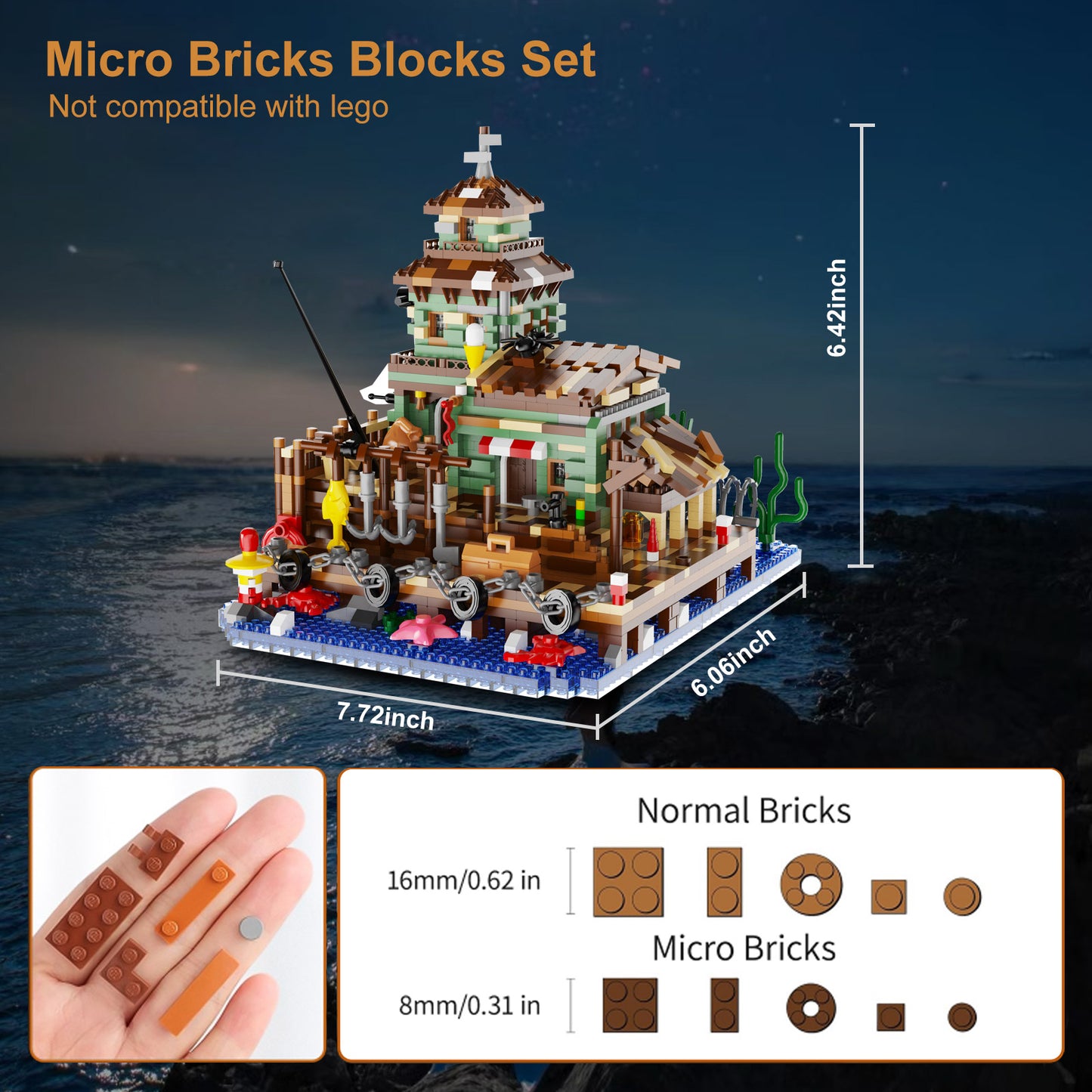 Fishing Village Store House Building Blocks Set