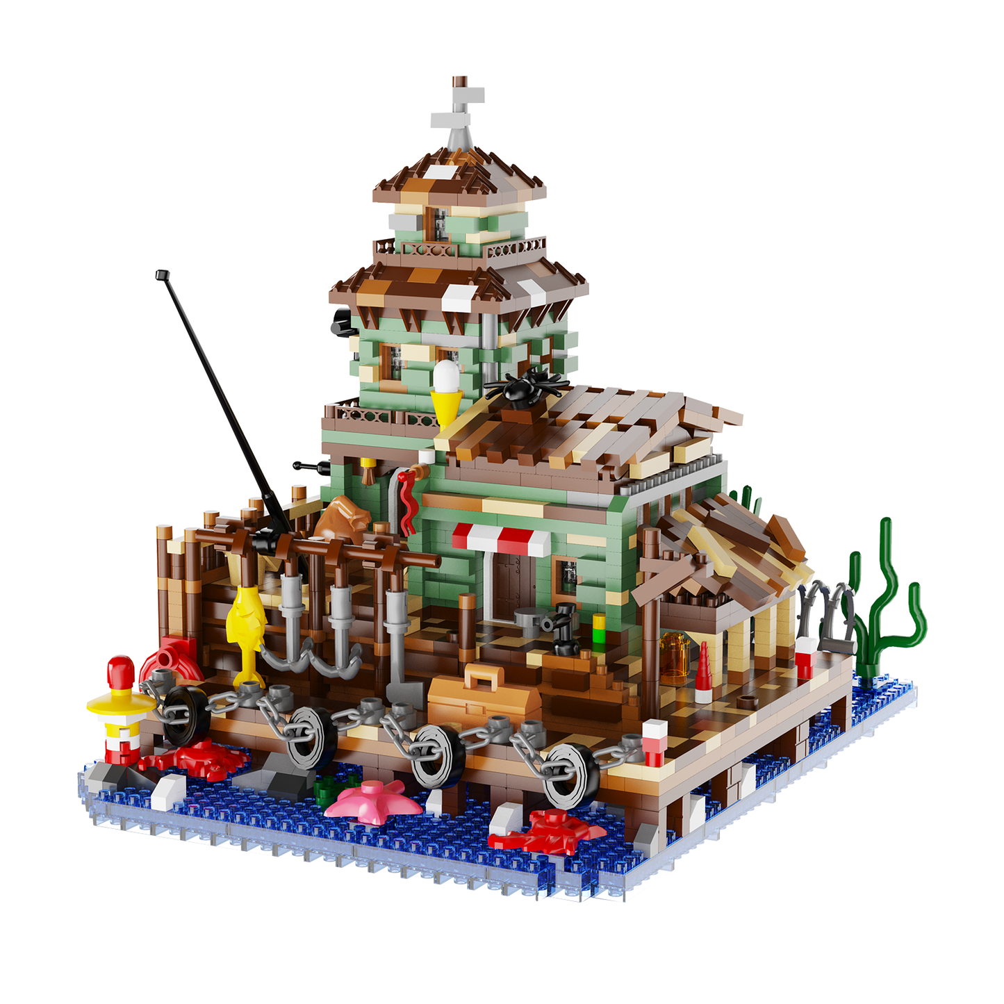 Fishing Village Store House Building Blocks Set