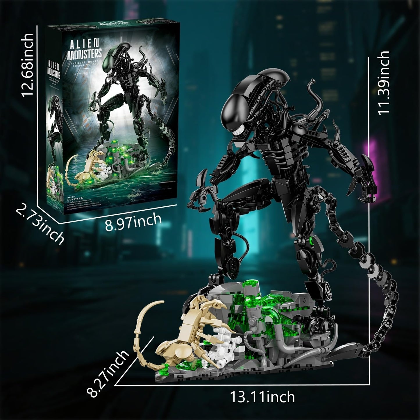 Alien Monsters Building Blocks Set, 1005 PCS Xenomorph Model Building Bricks Kit