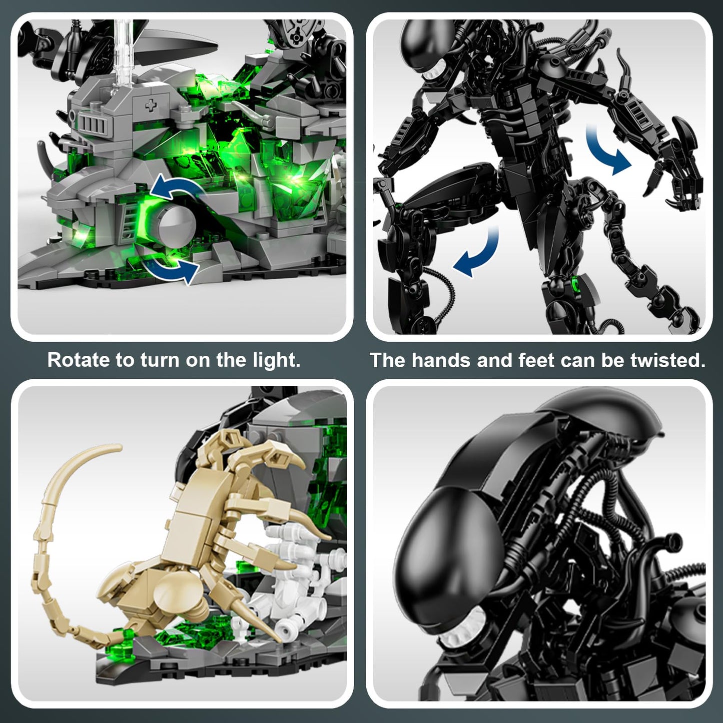 Alien Monsters Building Blocks Set, 1005 PCS Xenomorph Model Building Bricks Kit
