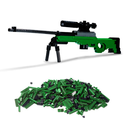 Building Blocks Gun Set 608 PCS Mini Bricks,1:3 AWM Model Gun