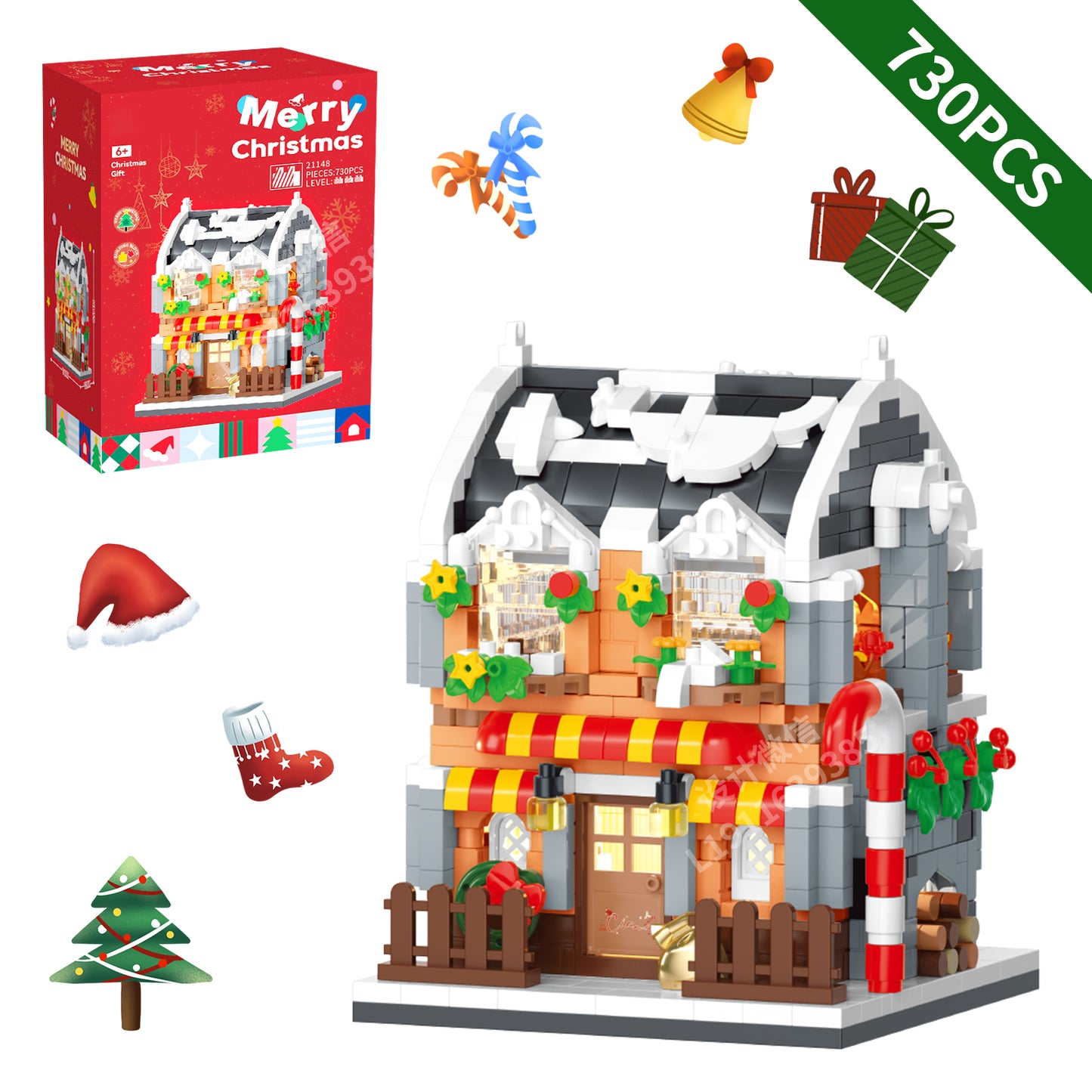 youeefy Bulding Block Christmas,730PCS(Book Store)