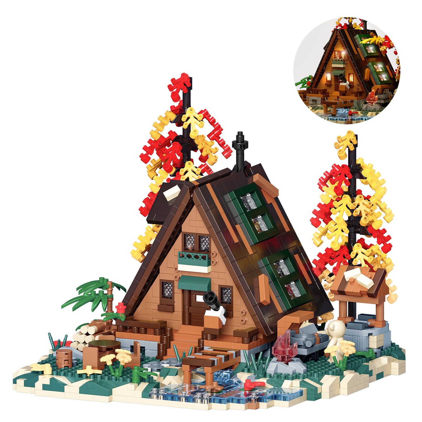 2151PCS Wood Cabin Building Blocks Set with Light
