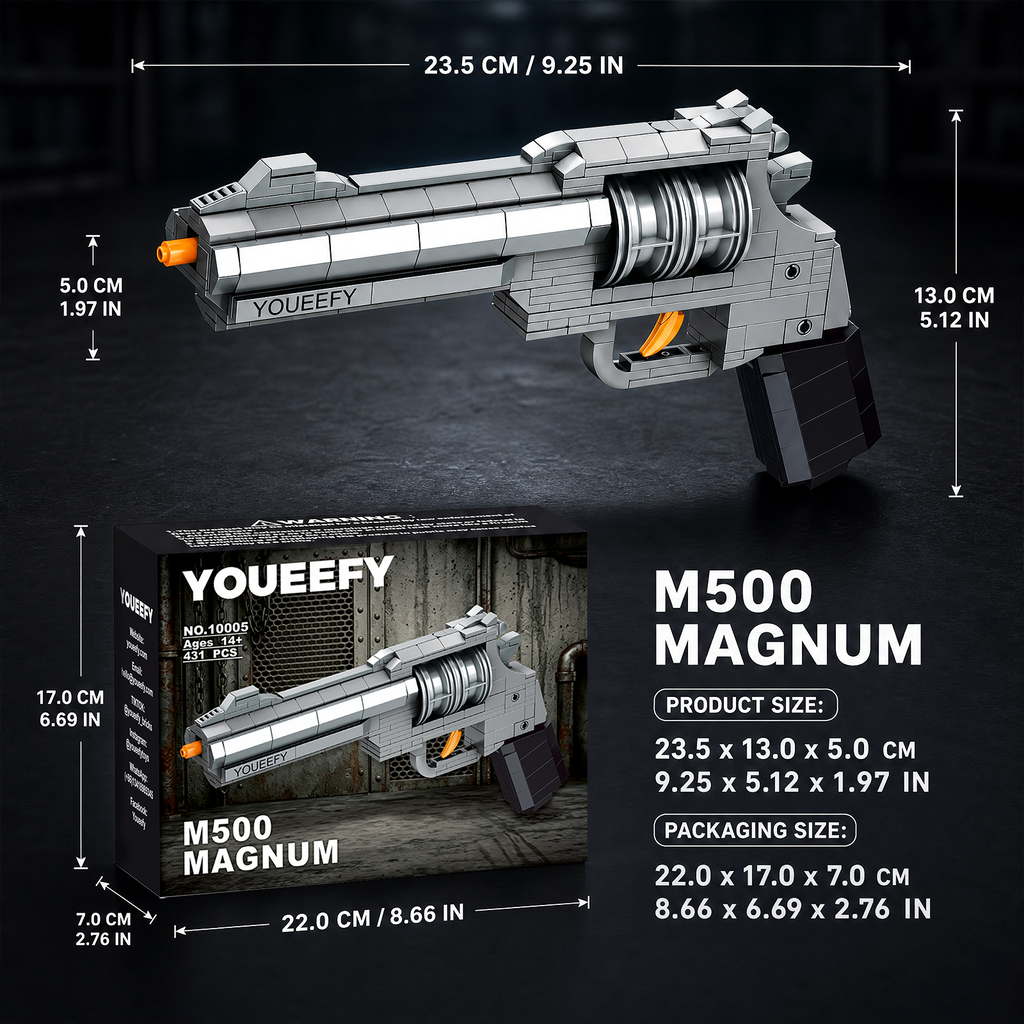 1:1 M500 Magnum Collecting Building Block Set with Display Stand