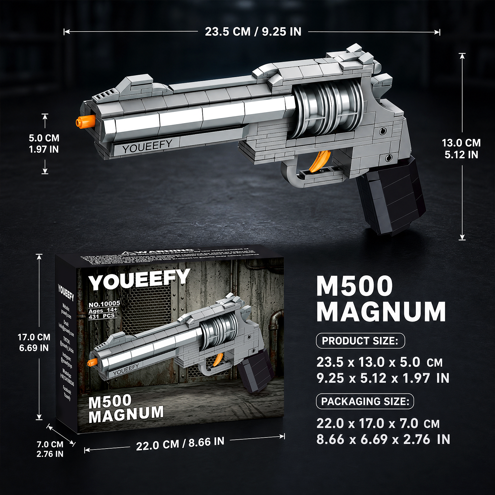 1:1 M500 Magnum Collecting Building Block Set with Display Stand