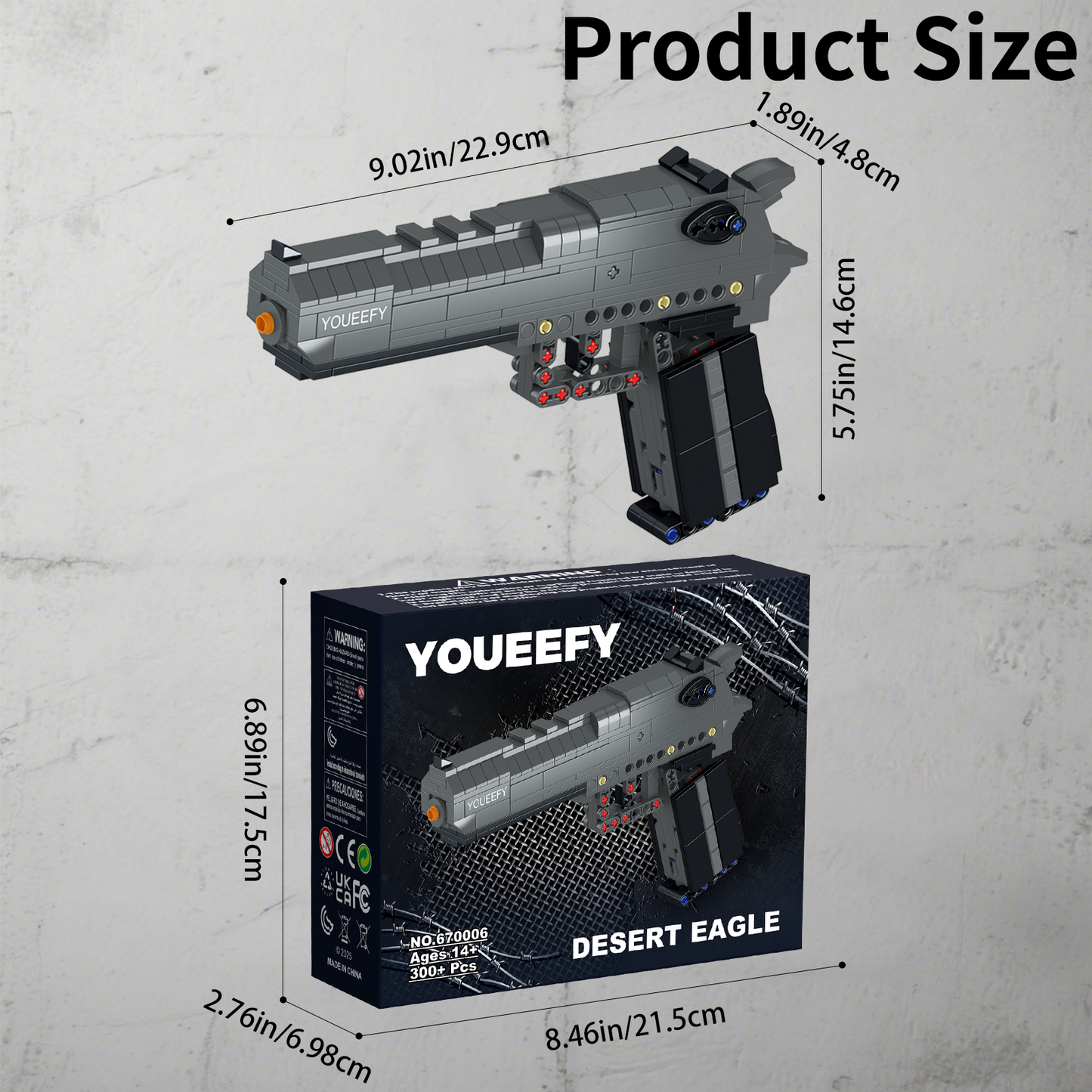 1:1 Desert Eagle Model Pistol Building Bricks Gun Kit