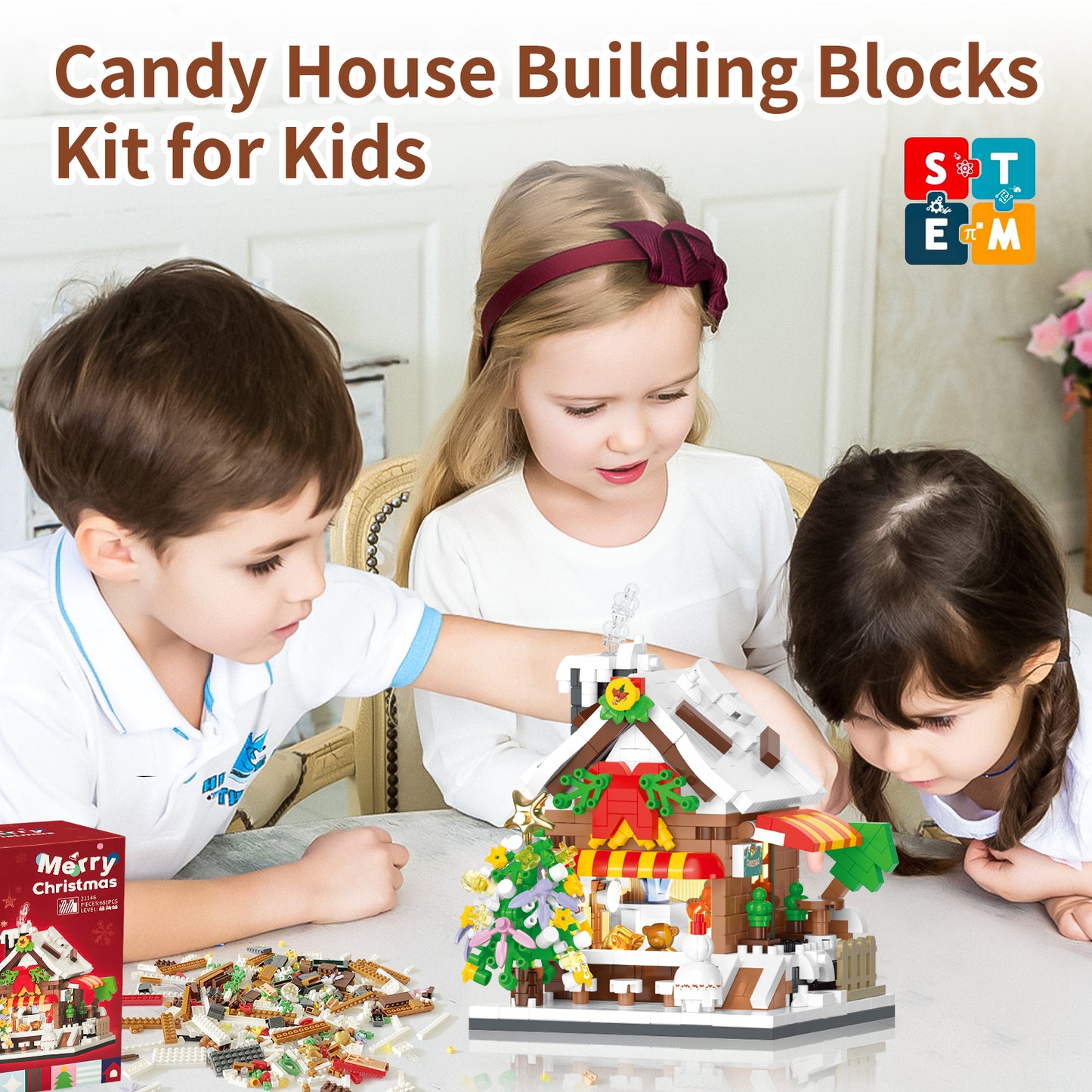 youeefy Bulding Block Christmas,661PCS (Candy House)