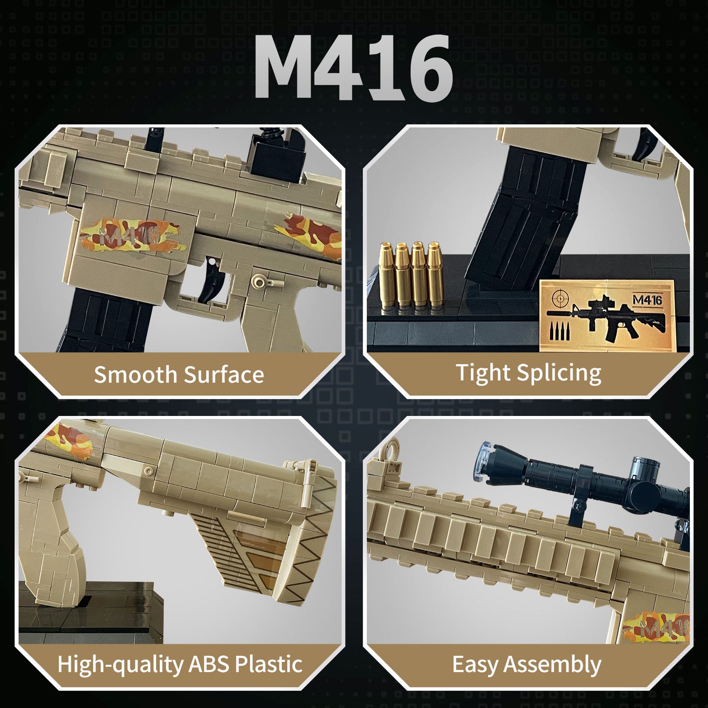 1:1 Building Blocks Gun Set,M416 Model Gun of Mini Bricks