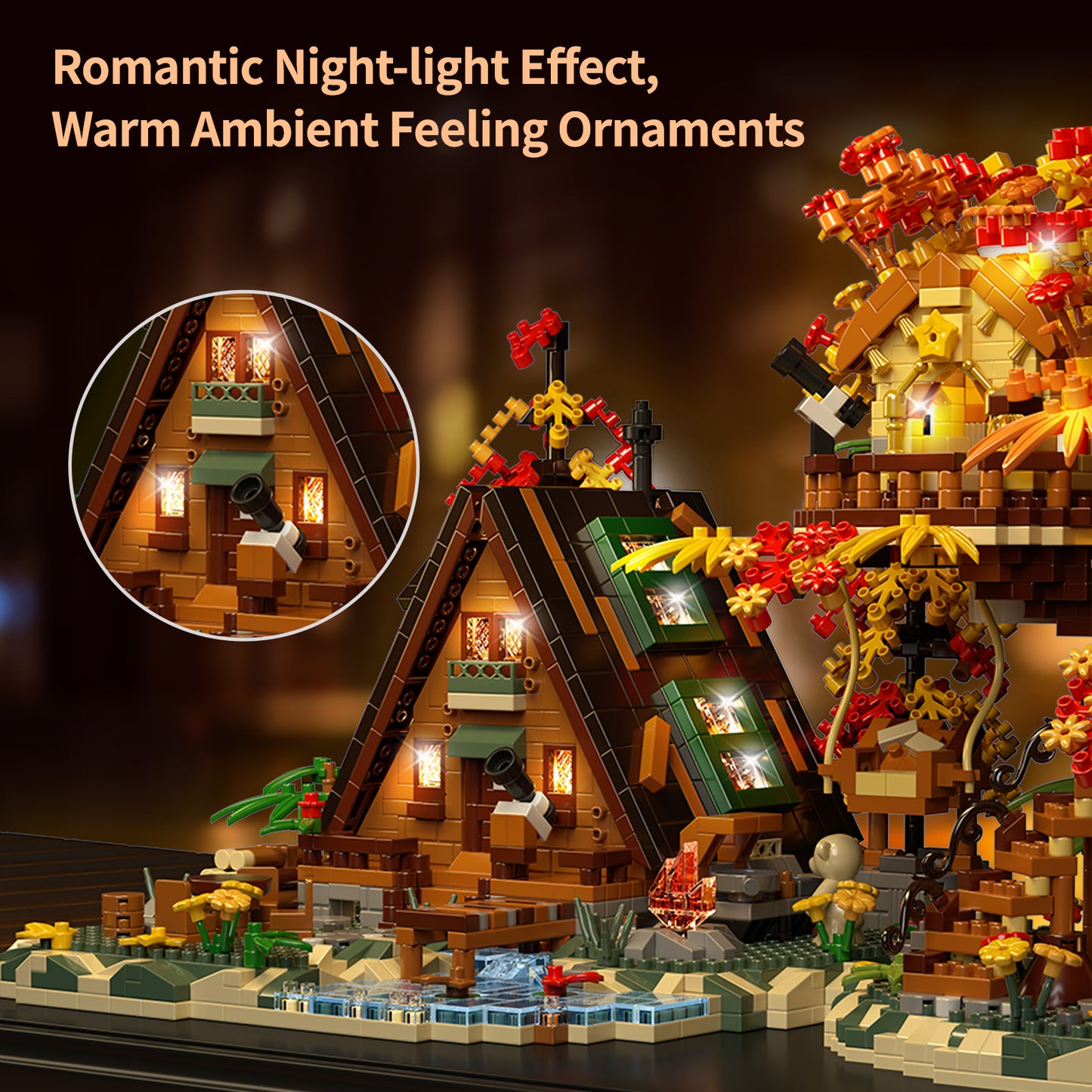 2151PCS Wood Cabin Building Blocks Set with Light