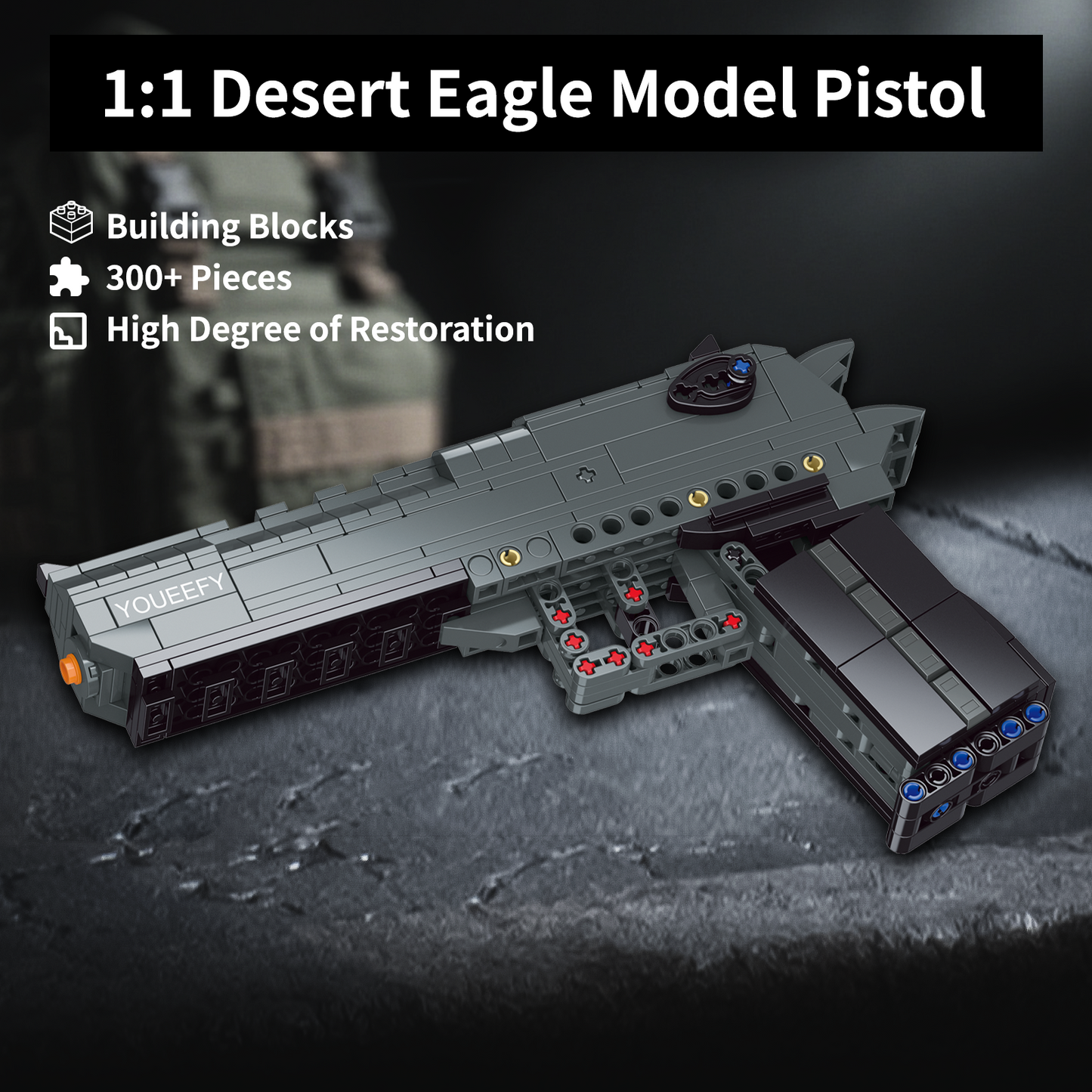 1:1 Desert Eagle Model Pistol Building Bricks Gun Kit