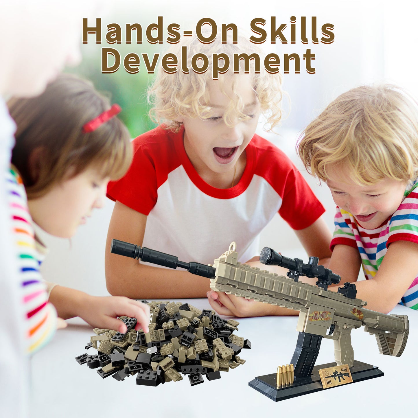 1:1 Building Blocks Gun Set,M416 Model Gun of Mini Bricks