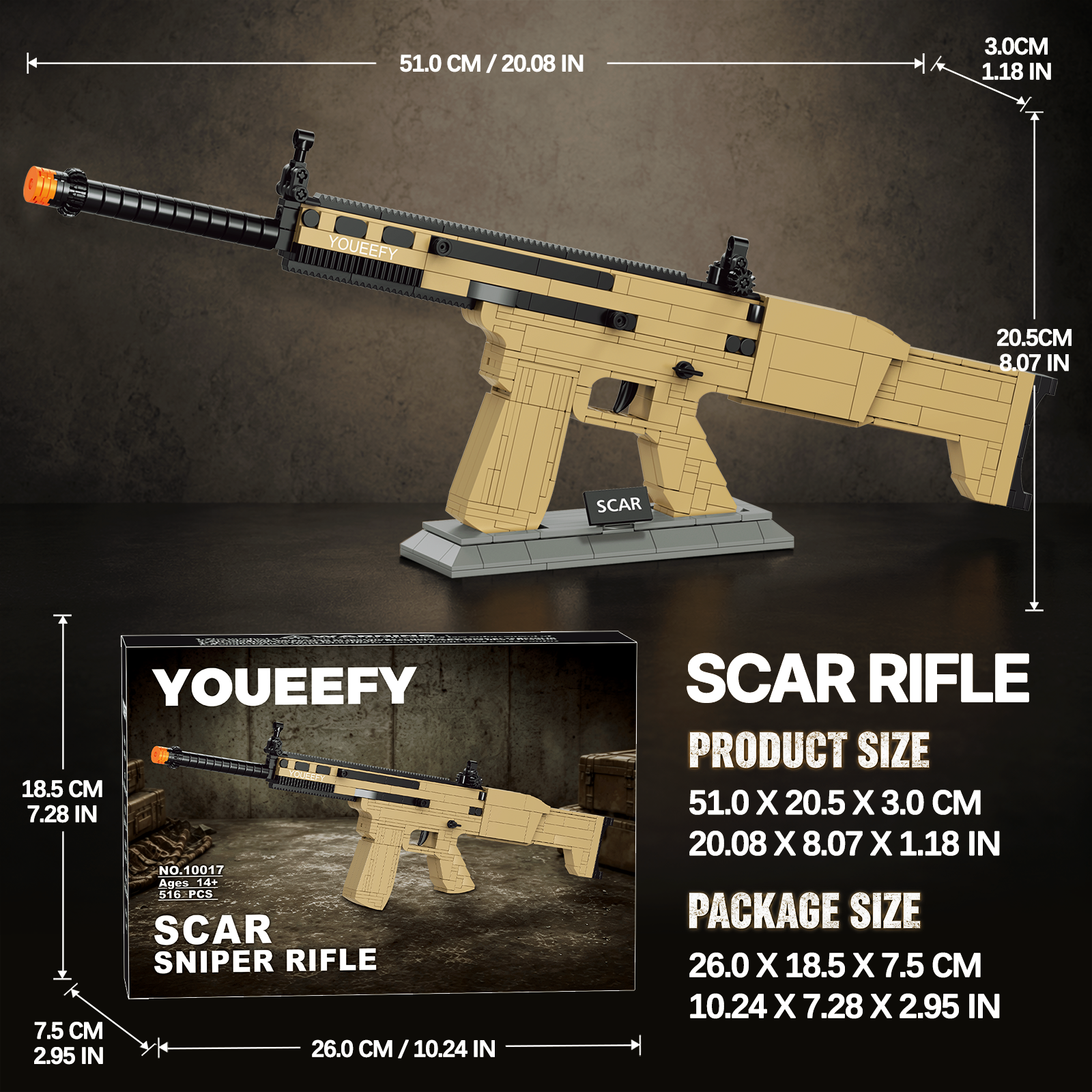 SCAR Rifle Building Blocks Kit – 1:2 Standard Brick