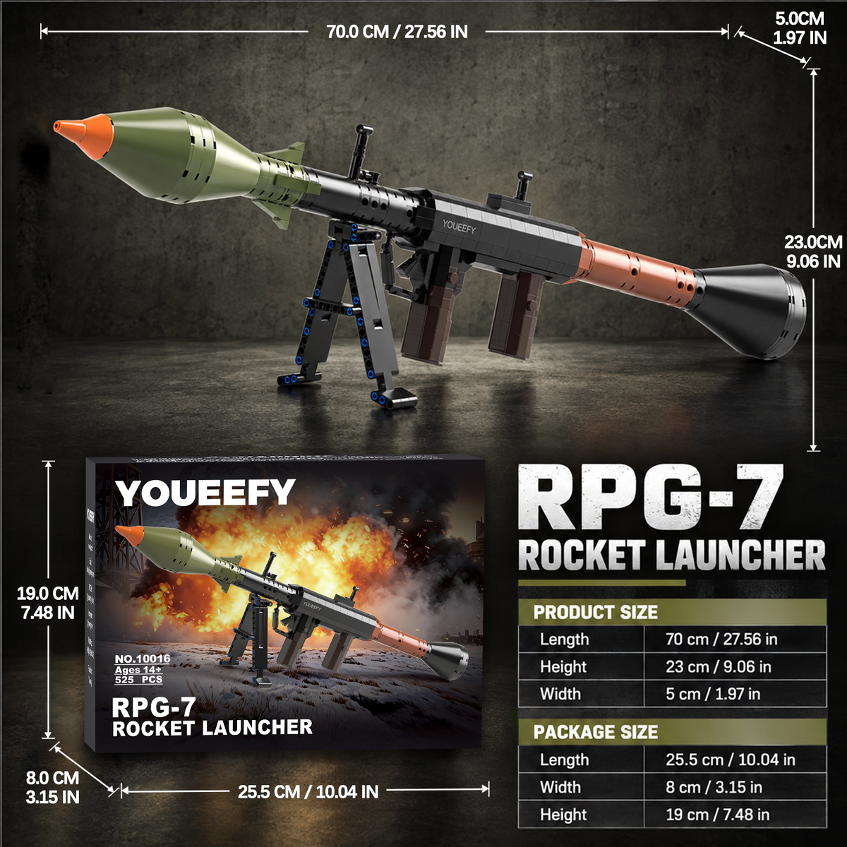 RPG-7 ROCKET Building Blocks Kit – 1:2 Standard Brick