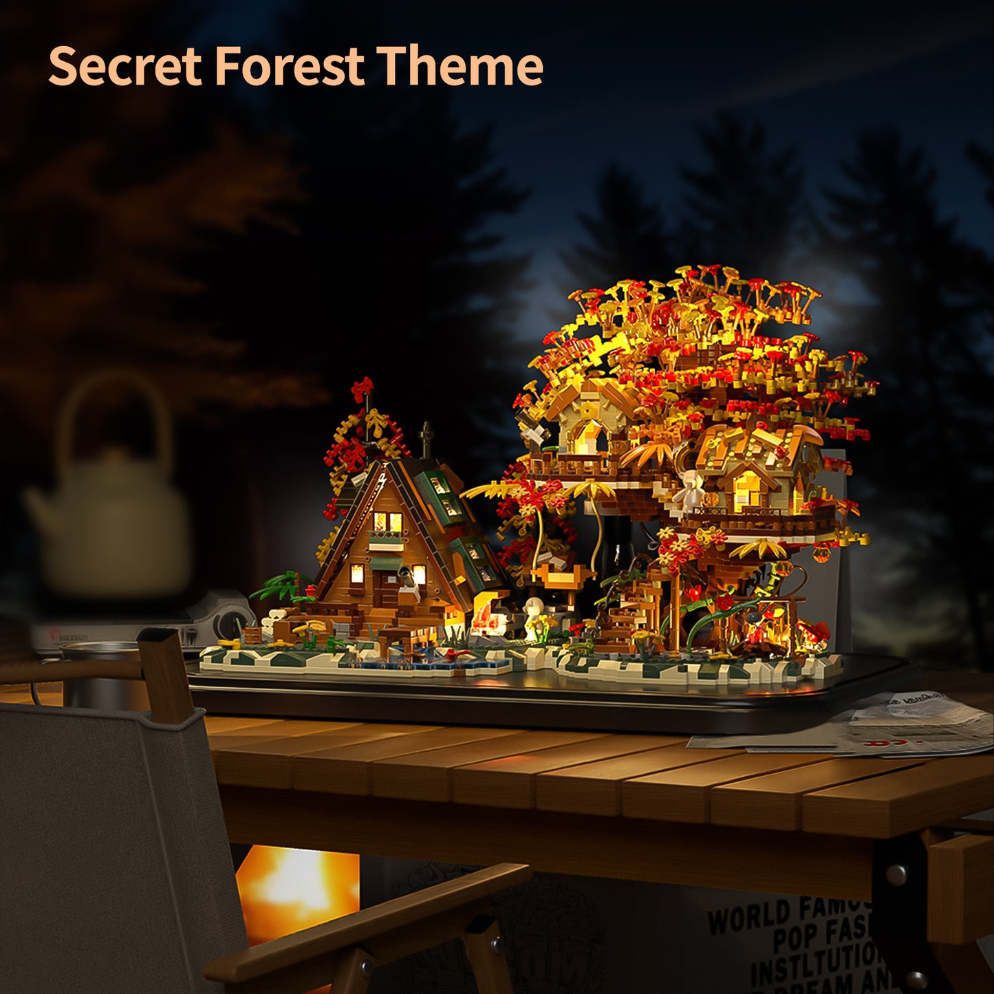 2151PCS Wood Cabin Building Blocks Set with Light