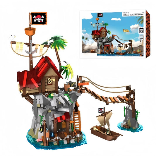 Cliffside Broken Mast Cabin Building Blocks Set