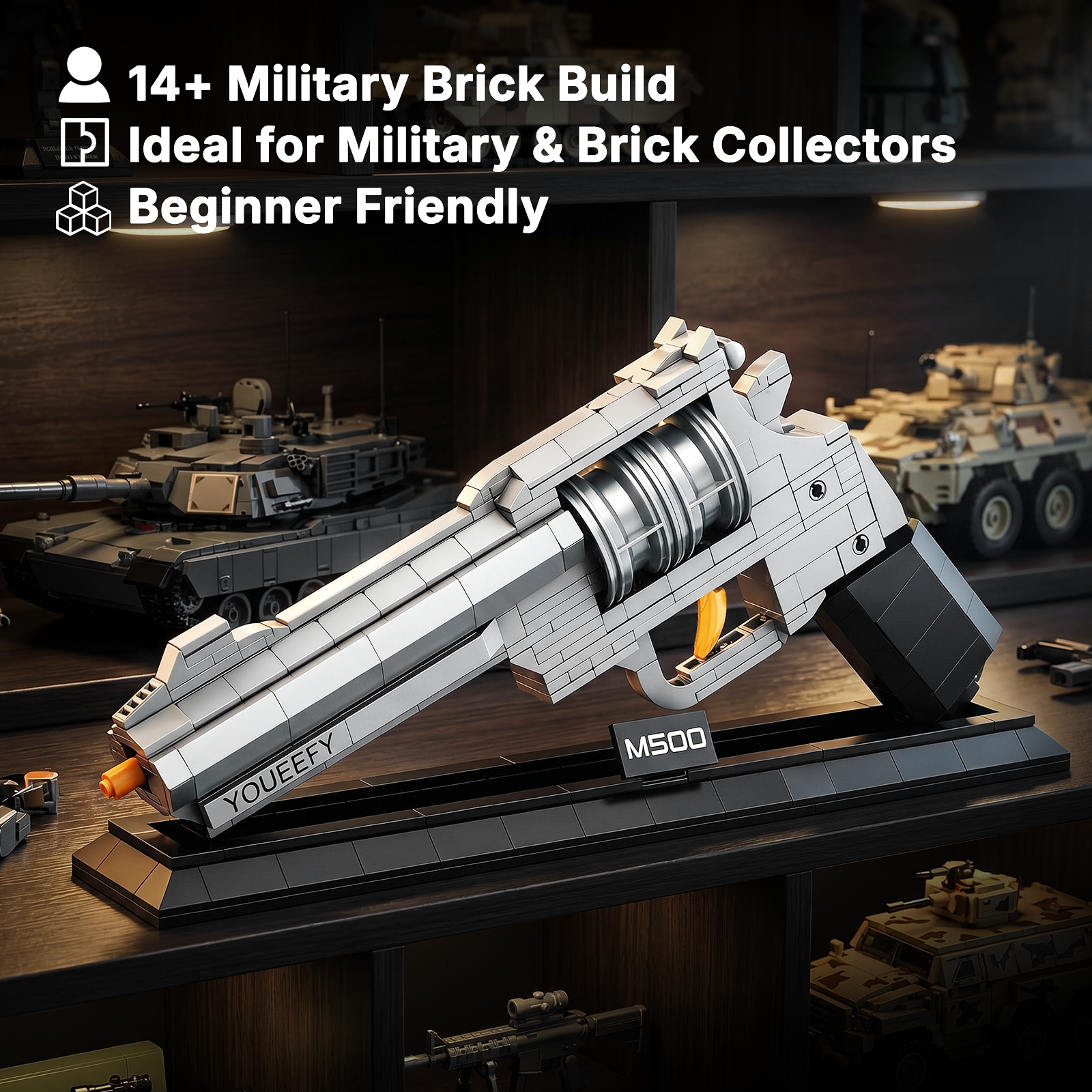 1:1 M500 Magnum Collecting Building Block Set with Display Stand