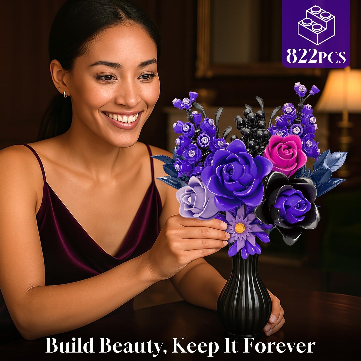 Purple Roses Building Blocks Set