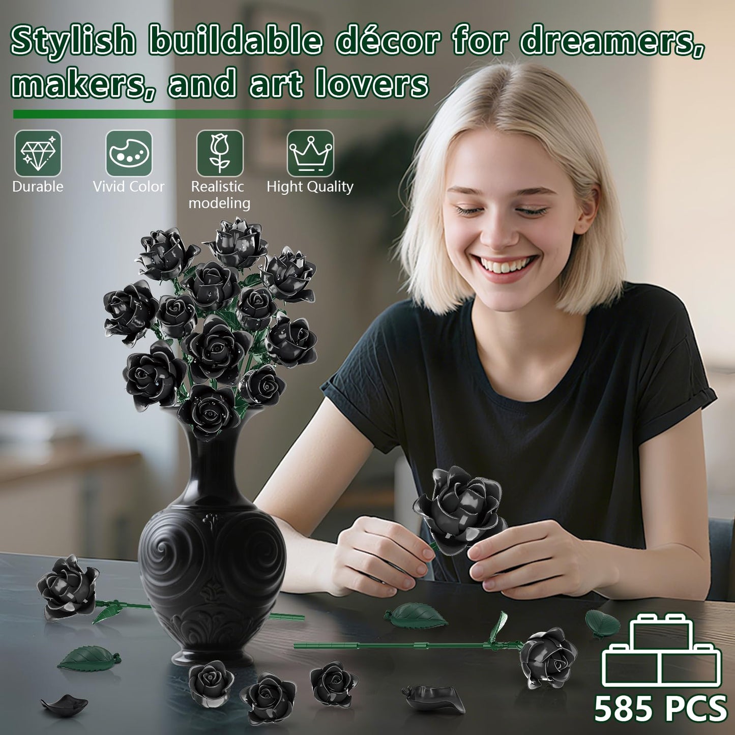 Roses Bouquet Building Blocks Set