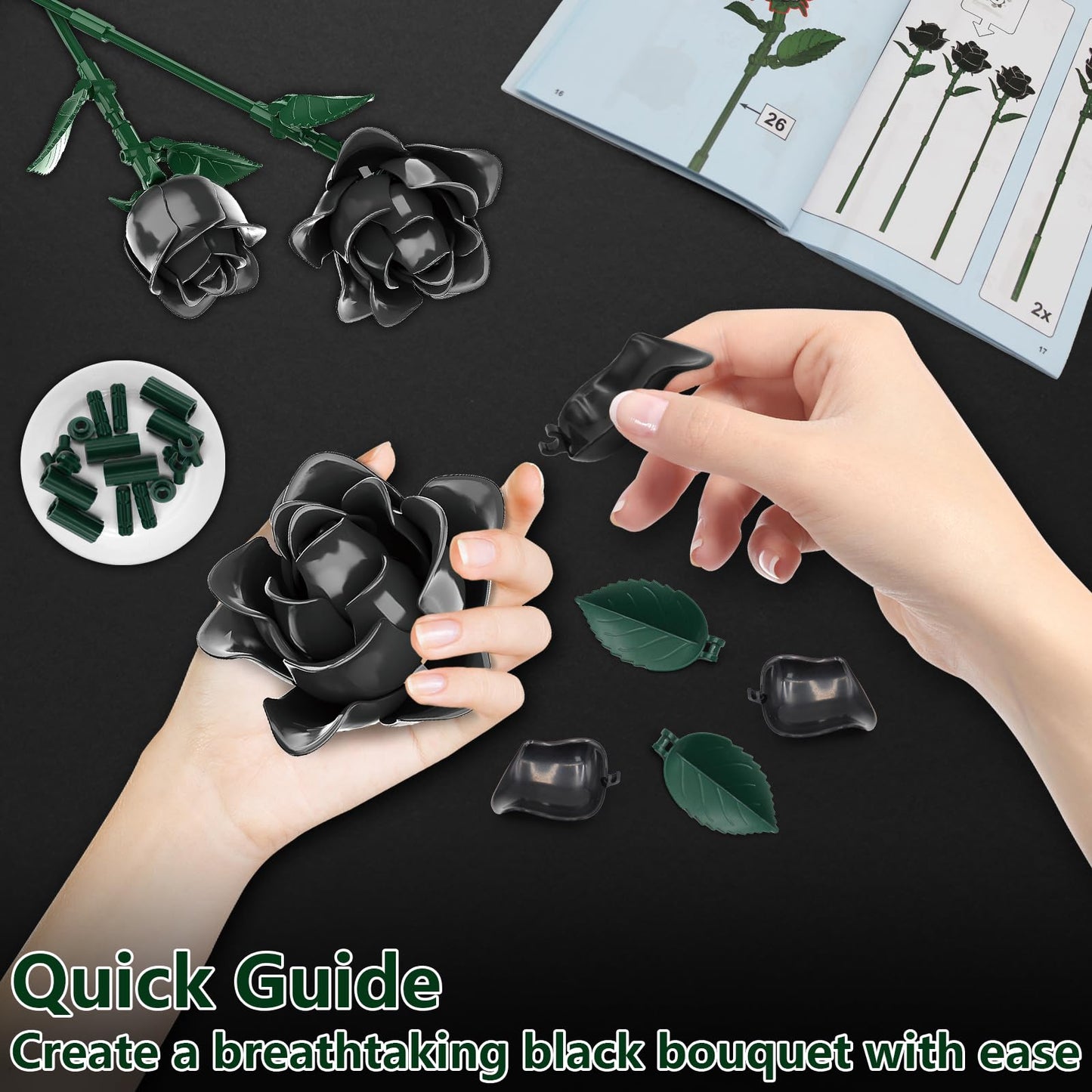 Roses Bouquet Building Blocks Set