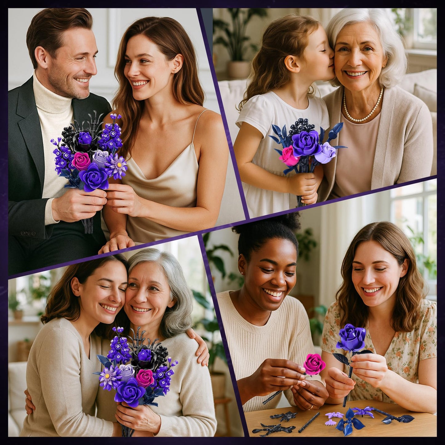 Purple Roses Building Blocks Set